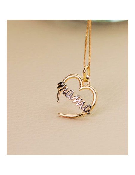 18K COLGANTE ORO BICOLOR CORAZON CON MAMA DE ORO B