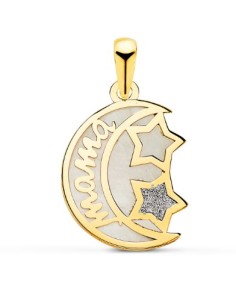 18K COLGANTE DE ORO AMARILLO NACAR FORMA DE LUNA