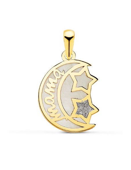 18K COLGANTE DE ORO AMARILLO NACAR FORMA DE LUNA