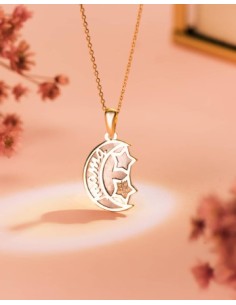 18K COLGANTE DE ORO AMARILLO NACAR FORMA DE LUNA 2