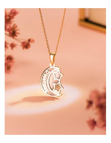 18K COLGANTE DE ORO AMARILLO NACAR FORMA DE LUNA