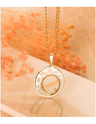 18K COLGANTE ORO AMARILLO CORAZONES Y CIRCULO