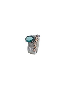 Anillo para mujer textura zirconita plata