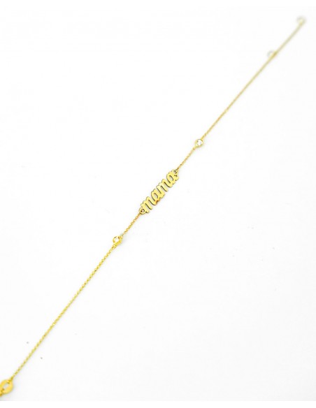 Pulsera “mamá” en Oro de 18K con Circonitas