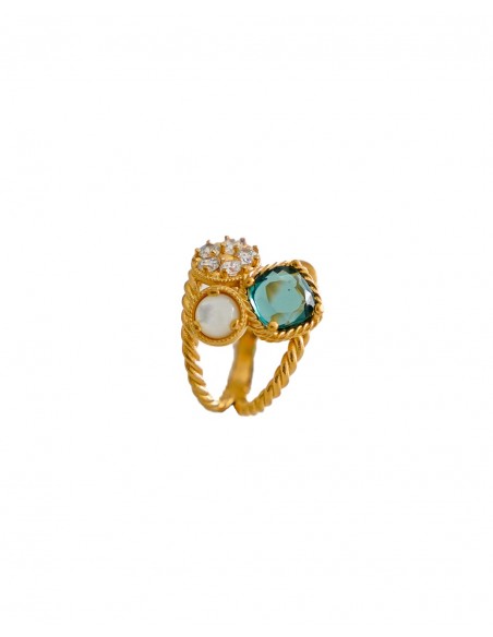 Anillo para mujer combi 3 bocas plata ch