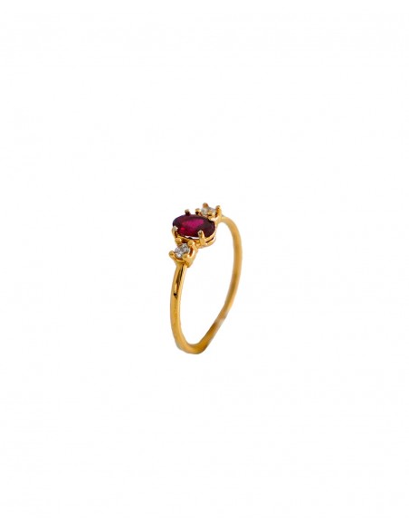 Anillo para mujer hilo zn rojo plata ch