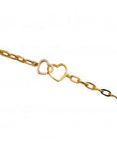 Pulsera para mujer corazones enlace zn oro