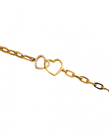 Pulsera para mujer corazones enlace zn oro