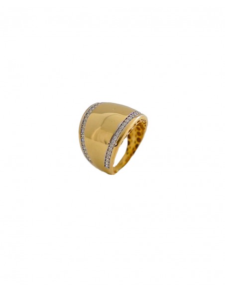 Anillo Ancho en Oro de 18K con Doble Línea