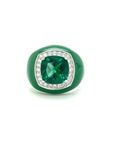 ANILLO ESMALTE VERDE ZN RECT PLATA DE 1ª LEY