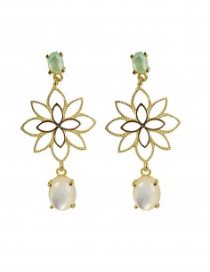 PENDIENTES flor hilo plata cahapada nacar