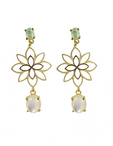 PENDIENTES flor hilo plata cahapada nacar