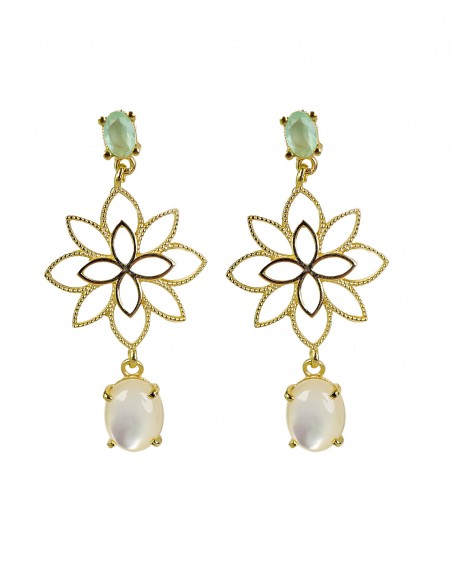 PENDIENTES flor hilo plata cahapada nacar