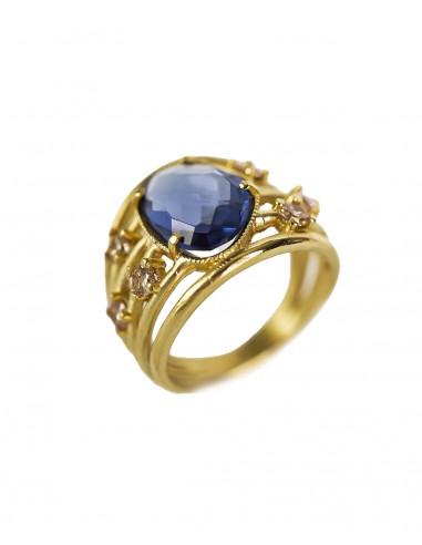  Anillo en Plata de Ley Chapada con Detalles 
