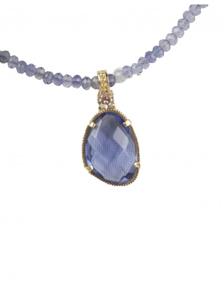 Gargantilla de Plata Chapada con Cuarzo Azul