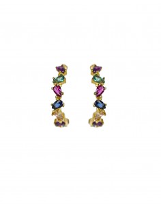 Aros de Plata Chapada con Piedras Multicolor
