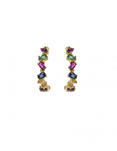 Aros de Plata Chapada con Piedras Multicolor
