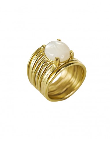 Anillo de Plata Chapada en Oro con Nácar Natural