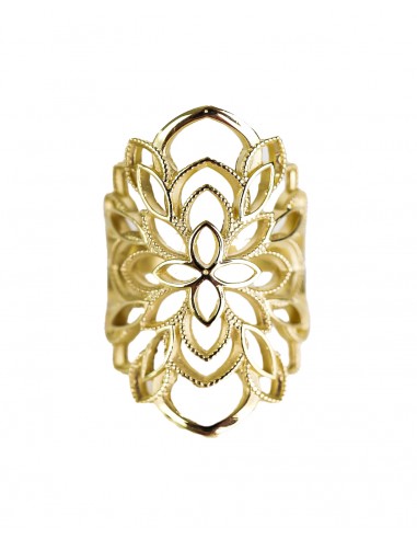 Anillo de Plata Chapada con Motivo Floral Calado