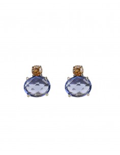 Pendientes de Plata Gema Azul Facetada 