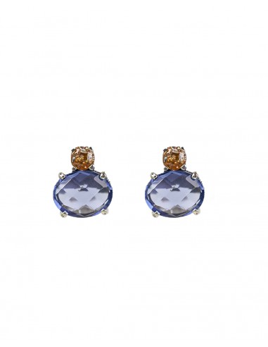 Pendientes de Plata Gema Azul Facetada 