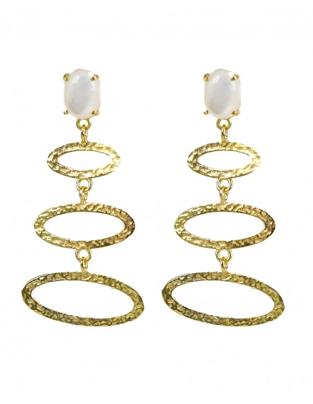 Pendientes de Plata con Nácar y Aros Martillados