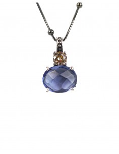 Gargantilla Plata Gema Azul y Cristal Champagne
