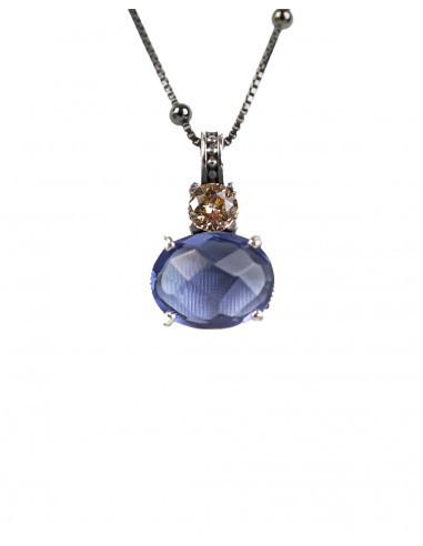 Gargantilla Plata Gema Azul y Cristal Champagne