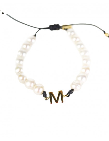 Pulsera Personalizada con Perlas Naturales y Letra
