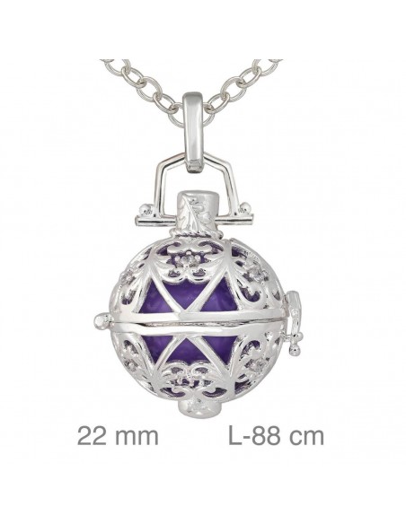 Colgante Llamador en Latón Plateado Bola Violeta