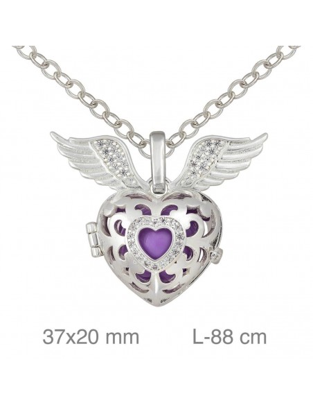 Colgante Llamador con Alas y Corazón Violeta
