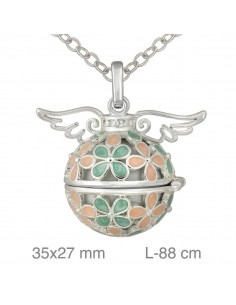 Colgante Llamador con Alas y Flores en Esmalte