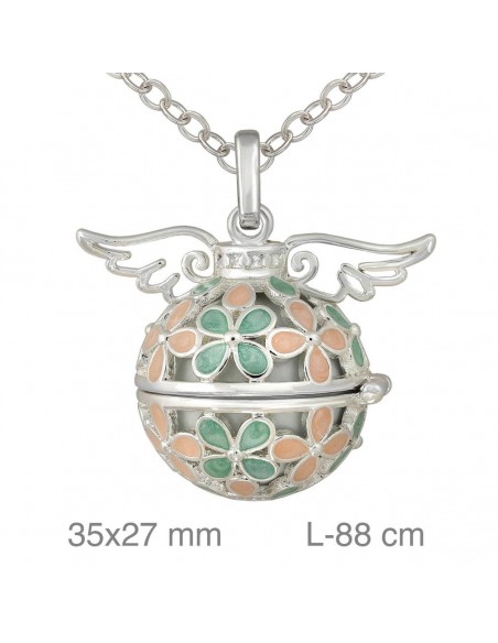 Colgante Llamador con Alas y Flores en Esmalte