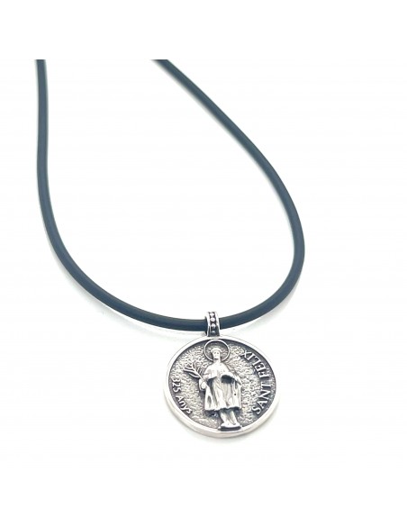 Caucho 45cm + Colgante Sant Fèlix plata de 1ª ley