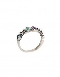 Anillo Fino de Plata con Piedras Multicolor