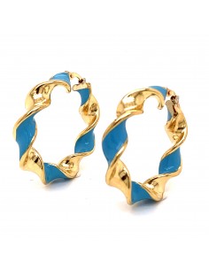 PENDIENTES ARO CELESTE ORO DE 18K