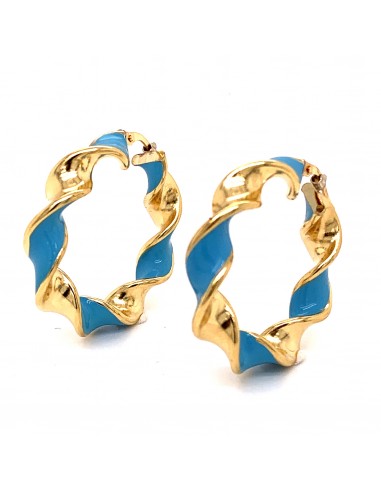 PENDIENTES ARO CELESTE ORO DE 18K