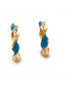 PENDIENTES ARO CELESTE ORO DE 18K 2
