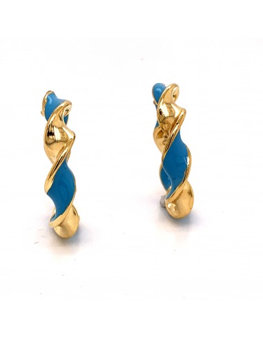PENDIENTES ARO CELESTE ORO DE 18K