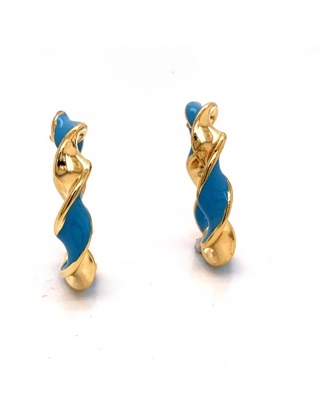 PENDIENTES ARO CELESTE ORO DE 18K