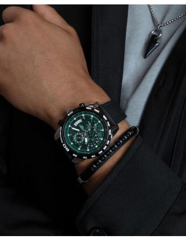 PULS ACERO Y PIEL NEGRA SR FASHION