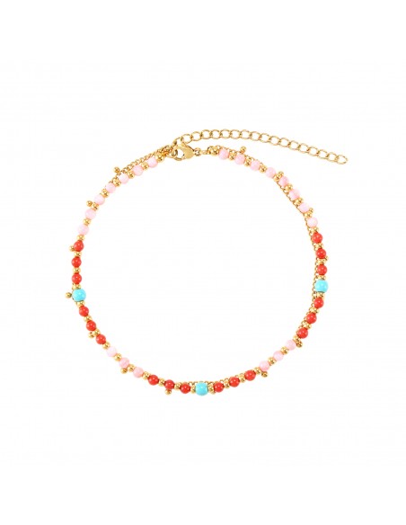 Tobillera Acero Símil Mineral 24+3cm - Color Oro