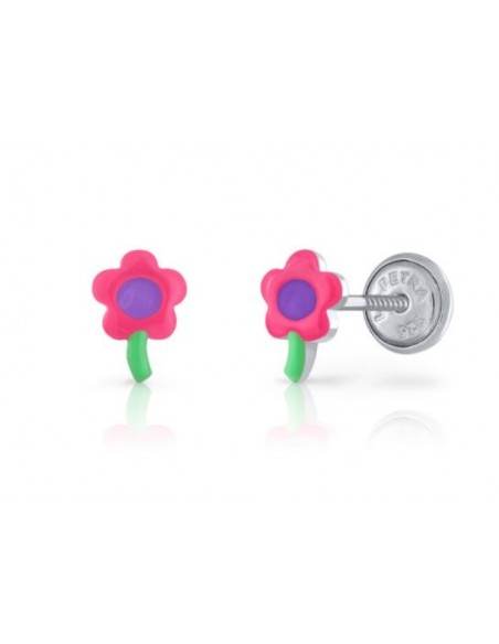 PENDIENTES FLOR MINI PLATA DE 1ª LEY