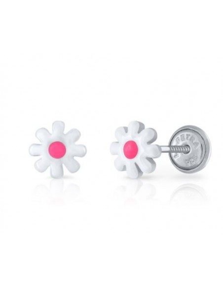 PENDIENTES MARGARITA FUCSIA PLATA DE 1ª LEY