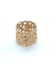 ANILLO ANCHO CIRCONITAS COLORES PLATA chapada