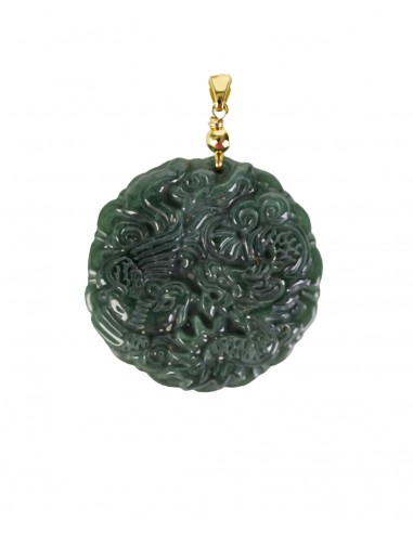 Colgante redondo de jade con dragón y fénix