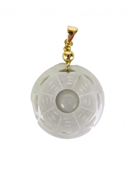 Colgante de jade blanco con símbolos tallados Oro