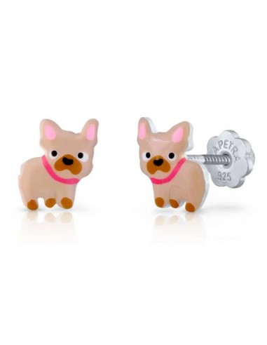 Pendientes Bulldog Baby Rosca PLATA DE 1ª LEY