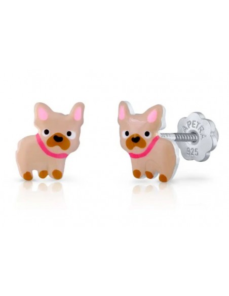 Pendientes Bulldog Baby Rosca PLATA DE 1ª LEY
