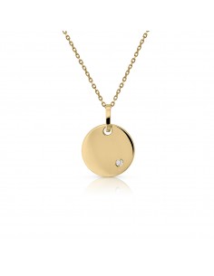 Gargantilla placa brillante oro de 18k